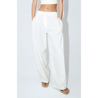 Mango Featuring Hailey Bieber Kash Cotton Blend Pants in White at Nordstrom, Size 10