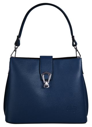 Cluty Umh&auml;ngetasche CLUTY, Damen, Gr. B/H/T: 25cm x 21cm x 13cm onesize, blau, Leder, leicht gl&auml;nzend, unifarben, Taschen Umh&auml;ngetasche, echt Leder, Made in