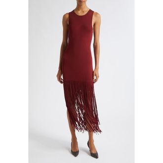 Toccin Margaux Racer Fringe Minidress in Oxblood at Nordstrom, Size Xx-Small