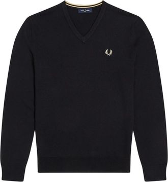 Fred Perry V-hals trui - Heren - V-hals truien - Zwart - XL - Katoen - Truien & Vesten