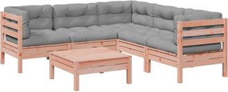 vidaXL Set De Sof&aacute;s Jard&iacute;n 6 Pzas Con Cojines Madera Abeto Douglas Vidaxl