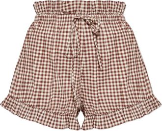 Possé gingham ruffled shorts - Marrone