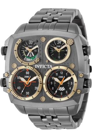 Invicta Aviator - Zulu Time 50661 Herenhorloge - Quartz Uurwerk - Roestvrij Staal met Zwarte Wijzerplaat - 50 mm