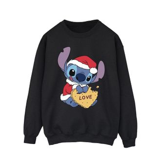 Disney Heren Lilo And Stitch Kerstmis Love Biscuit Sweatshirt (Zwart)