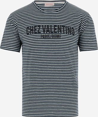 Valentino Logo Print Striped T-shirt