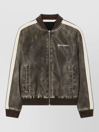 Palm Angels logo track bomber jacket contrast stripes