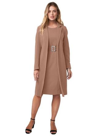 Jessica London Belted Jacket Dress in Creamy Mocha at Nordstrom, Size 30