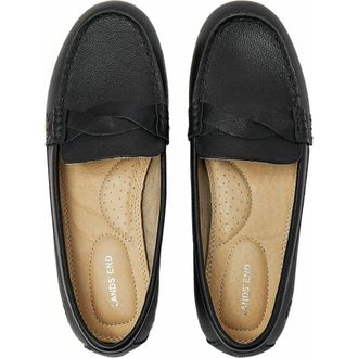 Lands End Comfort Leather Slip On Loafer Shoes in Black at Nordstrom, Size 7.5