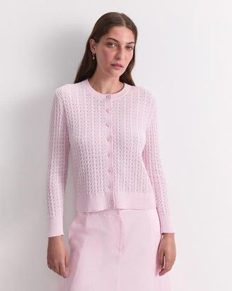 Sportscraft Elka Pointelle Knit Cardigan in Blush at Nordstrom, Size Xx-Large