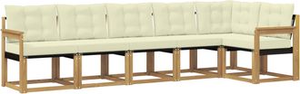 vidaXL Conjunto De Sof&aacute;s De Exterior 6 Uds. Blanco Y Crema Vidaxl