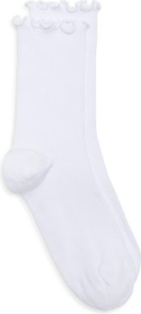 Nordstrom Lettuce Edge Quarter Crew Socks in White at Nordstrom, Size 9-11