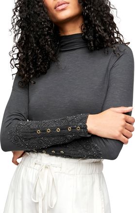 Free People Womens Black Hooked On You Turtleneck Top