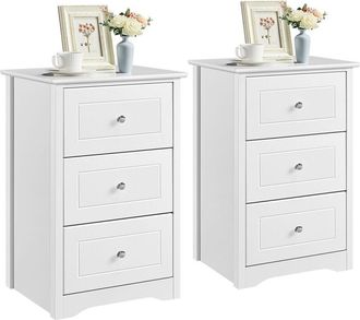 Yaheetech 2 Comodini Camera da Letto Comodino in Stile Shabby Chic con 2 Cassetti Tavolino Lato Tavolino Porta Telefono Organizzatore da Letto 60 x 40 x 35 cm