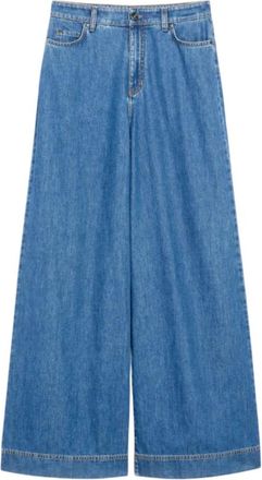 Max Mara Jeans, Dames, Blauw, M, Denim, Wijde silhouet denim jeans met hoge taille