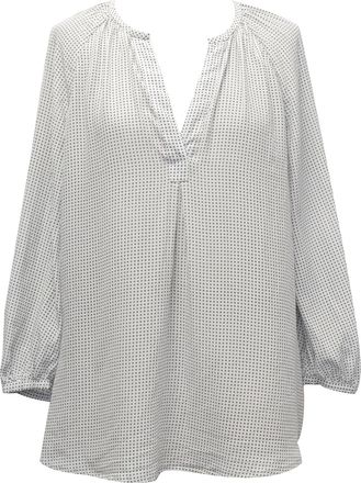 Joie Off-White Silk Blouse with Blue Square Print Size S