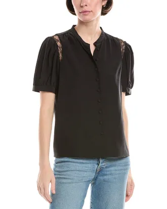 Frame Denim Frame Denim Lace Shoulder Inset Silk Blouse