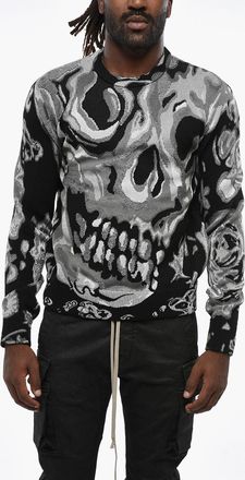 Alexander McQueen Maglia Girocollo in Tessuto Metallizzato con Motivo Teschio Jacquard Alexander McQueen