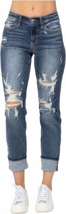 Judy Blue Mid Rise Boyfriend Jeans - Plus In Blue