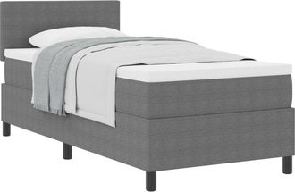 vidaXL Box Spring Bed Manual Light Grey,White 203 x 80 x 88 cm Vidaxl