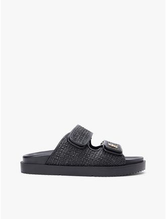 Tommy Hilfiger Womens Raffia Sandal - Black - US 6.5 / EU 37