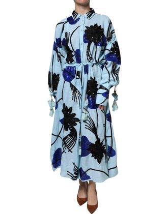 Christian Pellizzari Floral Embellished Shirt Maxi Womens Dress