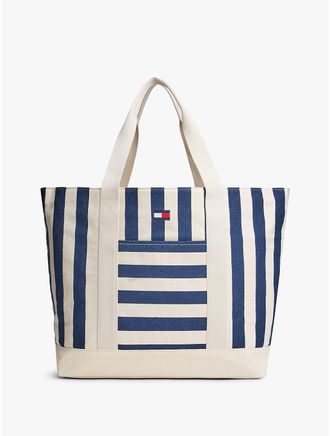 Tommy Hilfiger Nautical Stripe Canvas Tote Bag - Navy