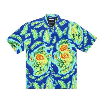 The Hundreds Nature Woven Short Sleeve Shirt - Heren - Korte mouwen Overhemden - Blauw - XL - Rayon - Overhemden