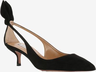 Aquazzura Kittenheel-Slingback-Pumps aus Wildleder Bow Tie 50