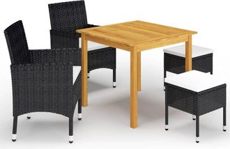 vidaXL Juego De Comedor De Jard&iacute;n De 5 Piezas Negro Vidaxl