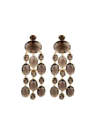Bounkit quartz cascade earrings - women - Smoky Quartz/Metal - One Size - Brown