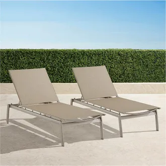 Frontgate Set of 2 Ibiza Chaise Lounges in Aluminum - Matte White with White Sling - Frontgate