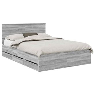 vidaXL Estructura De Cama Gris Sonoma 140 X 200 Cm Madera Ingenieril Vidaxl