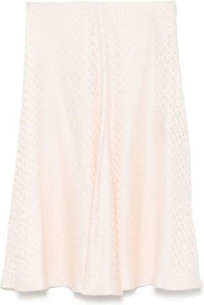 Fendi Midi zijden jacquard rok perzik - Dames - Midirokken - Roze - XS - Rokken