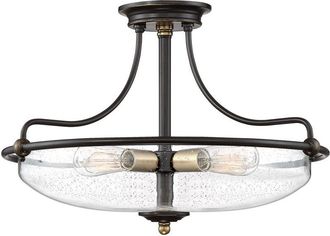 Quoizel Quoizel - Elstead Griffin Sk&aring;l Semi-flush Tak Ljus Palladisk Brons Med V&auml;derbitna M&auml;ssing Accenter