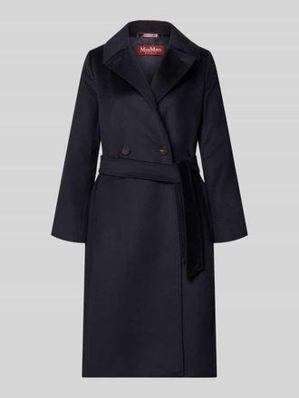 Max Mara Gerader Mantel aus reiner Schurwolle Modell BCOLLAG in Dunkelblau, Gr&ouml;&szlig;e 34