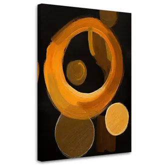 Artgeist Artgeist - Quadro Su Tela, Cerchi Astratti Acrilico Arancione Nero - 70x100