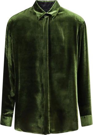 Giorgio Armani Heren, Overhemden, Groen, Maat: 2XL Zijde