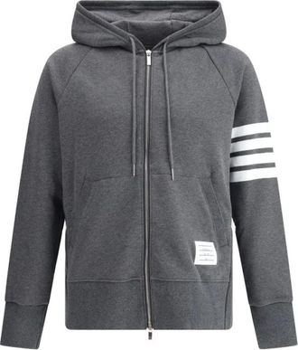 Thom Browne Hoodies & sweatvesten, Heren, Grijs, L, Katoen, Hoodie met rits en trekkoord