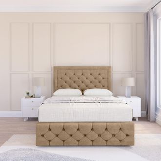 Sloomy Vienna Naples Bed Set, No Drawers Mattress & 54 Headboard in Light Brown | Size: Small Single