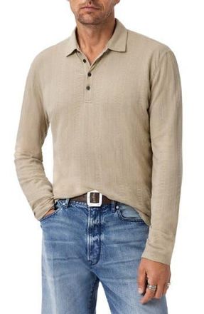 John Varvatos Jalen Three Color Marl Jacquard Long Sleeve Polo in Terra Brown at Nordstrom Rack, Size Large