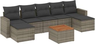 vidaXL Vidaxl - Set De Sof&aacute;s De Jard&iacute;n 8 Pzas Y Cojines Rat&aacute;n Sint&eacute;tico Gris