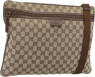 Gucci Pre-owned GG Canvas Schoudertas - Dames - Vintage Schoudertas - Bruin - ONE Size - Leer - Vintage