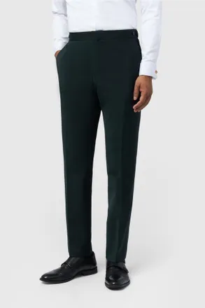 Ted Baker Mens Flat Fronted Slim Fit Suit Trousers in Dark Green - Size 46 Regular