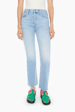 Mother Tripper Flood Fray Hem Jeans In Look Ma No Hands