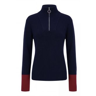 Ami Wollen trui met ritskraag - Heren - Truien - Blauw - Maat: L Wol