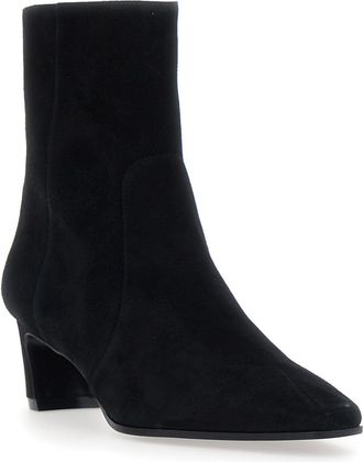 Stuart Weitzman Womens Bootie Stassi Zip Black Leather Upper Boot