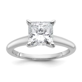 Diamond2Deal 14k White Gold 2 Ct Certified Princess Lab Grown Diamond Solitare Engagement Ring