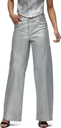 Hudson Lexi Seamed Metallic Straight Leg Jeans in Matte Silver Foil at Nordstrom Rack, Size 24