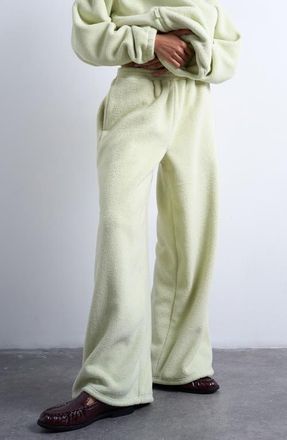 Topshop Straight Leg Fleece Joggers in Lime Green at Nordstrom, Size X-Small