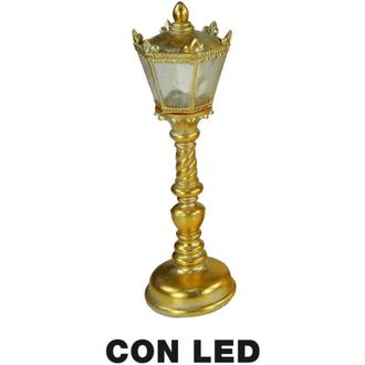 Vacchetti Farola Resina Led Oro Cm13x12,5h41,5